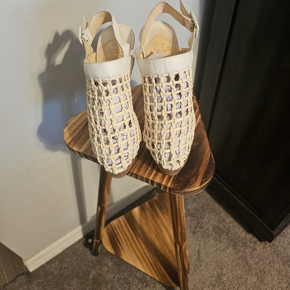 Vintage Louboutins Slingback Mules in Cream